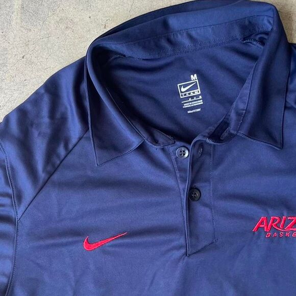 Nike ASU Arizona State University Navy Polo Dri Fit Men size M red Swoosh - Picture 2 of 2